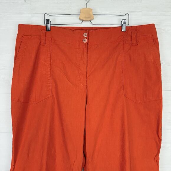 Anthropologie Maeve The Naomi Wide-Leg Flare Pants Plus Size 26W Orange Preppy - Picture 4 of 16